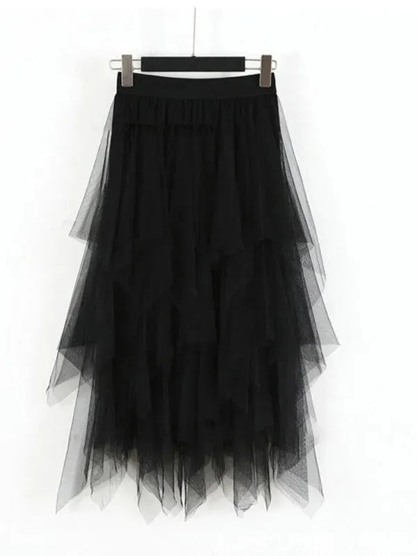 Mesh Multilayered High Waist Fairy Skirt - High Waist Fairy Skirt - LeStyleParfait