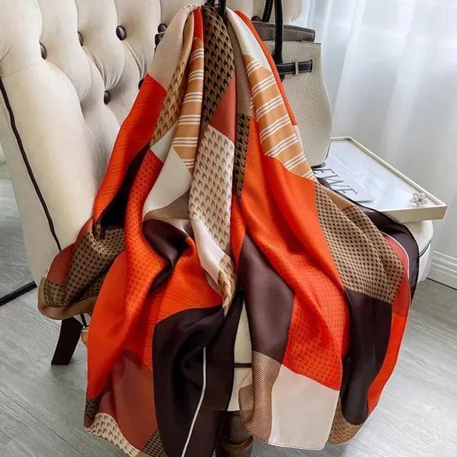 LeStyleParfait Women's Scarves & Shawls Stylish Wrap Scarf Printed Silk Satin -Scarf