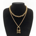 Multi-Layered Lock Pendant Necklace - Pendant Necklace - LeStyleParfait