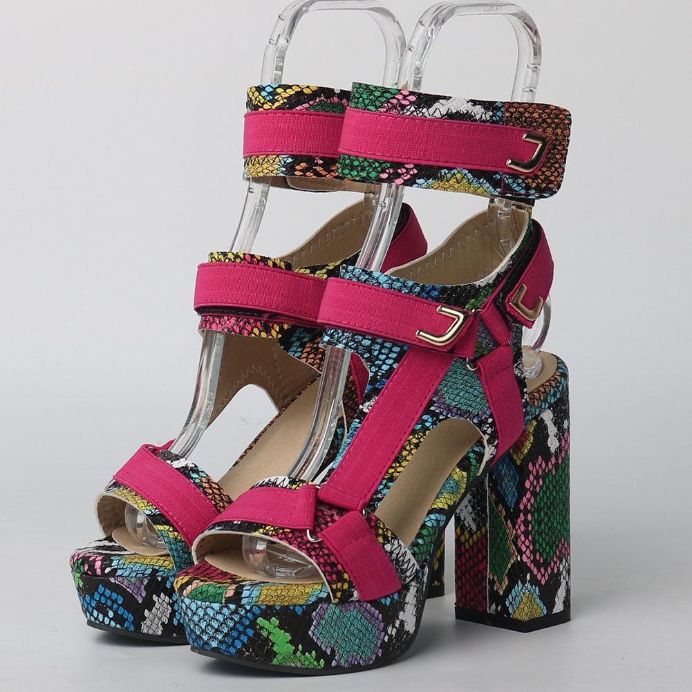 Multicolor Platform Strap Sandals - Sandals - LeStyleParfait