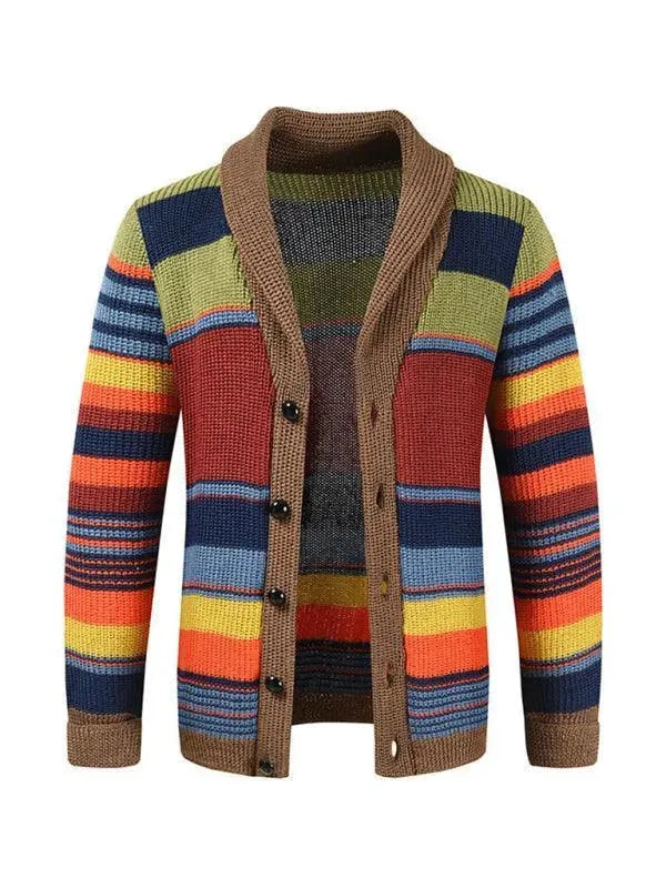 Multicolor Striped Men Cardigan Sweater - Cardigan Sweater - LeStyleParfait