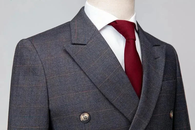 Never Late Plaid Double Breast Suit - Plaid Suit - LeStyleParfait