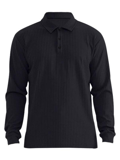 New Men's Lapel Long Sleeve T-Shirt Slim Fit Sports Lapel Polo Shirt - - LeStyleParfait