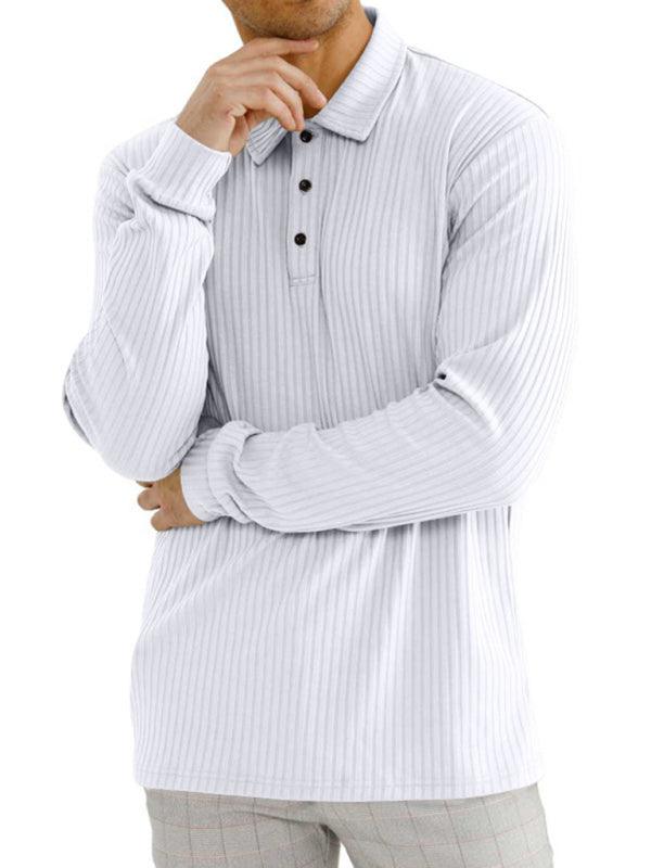 New Men's Long Sleeve T-Shirt Long Sleeve Lapel Polo Shirt - - LeStyleParfait