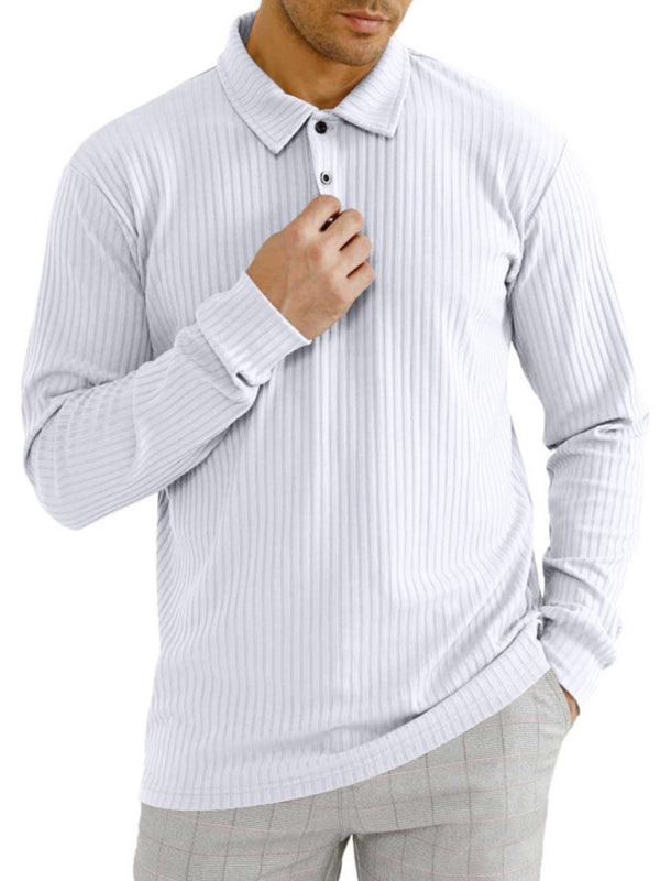 New Men's Long Sleeve T-Shirt Long Sleeve Lapel Polo Shirt - - LeStyleParfait