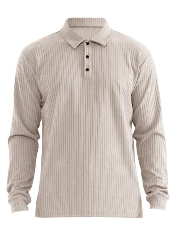 New Men's Long Sleeve T-Shirt Long Sleeve Lapel Polo Shirt - - LeStyleParfait