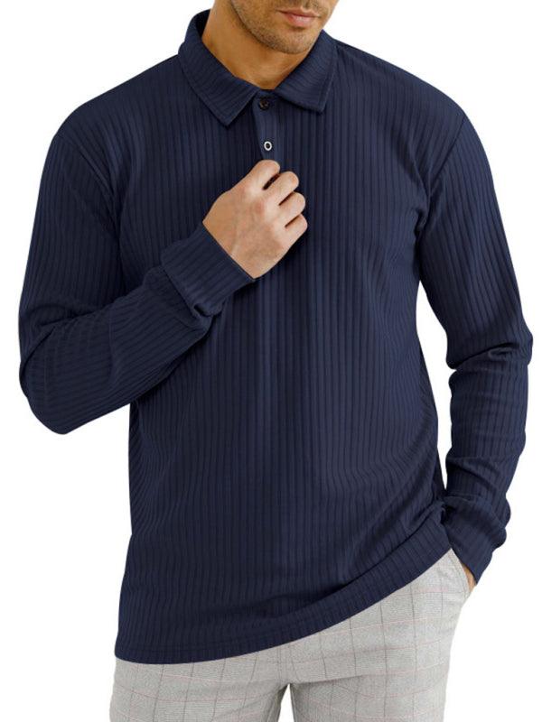 New Men's Long Sleeve T-Shirt Long Sleeve Lapel Polo Shirt - - LeStyleParfait