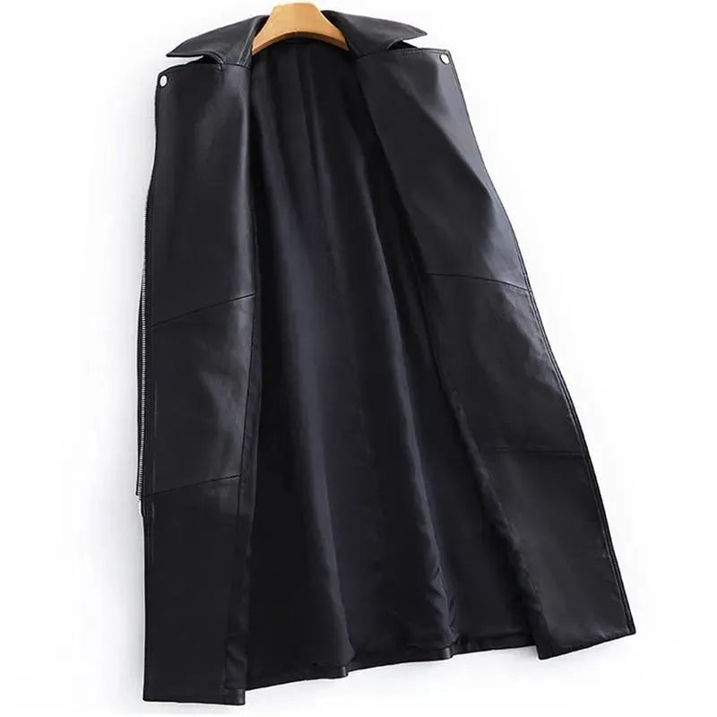 NYC Leather Trench Coat for Women - Trench Coat - LeStyleParfait