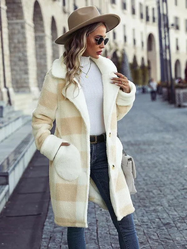 Oversized Plaid Women Overcoat-Overcoat-LeStyleParfait