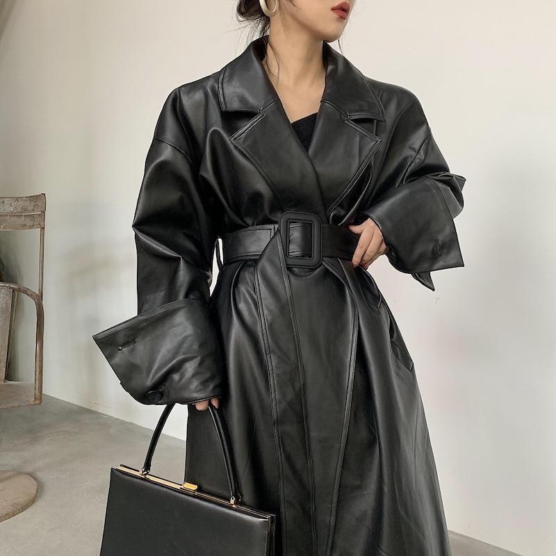 Oversized Trench Coat For Women, Black - Trench Coat - LeStyleParfait