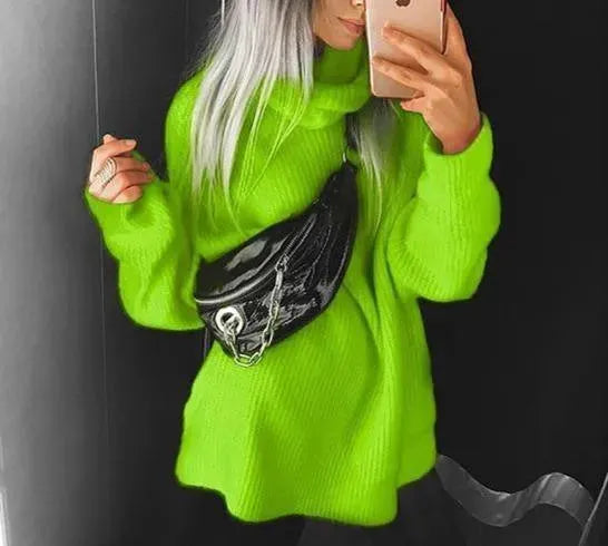 Oversized Women Turtleneck Sweater - Pullover Sweater - LeStyleParfait