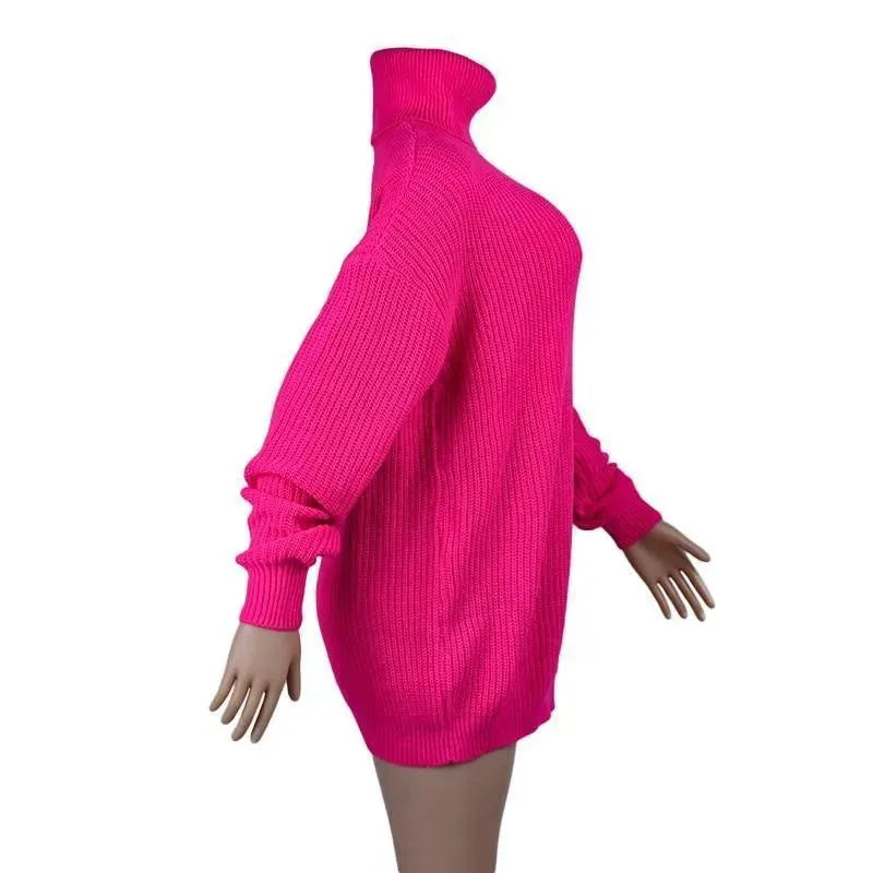 Oversized Women Turtleneck Sweater - Pullover Sweater - LeStyleParfait