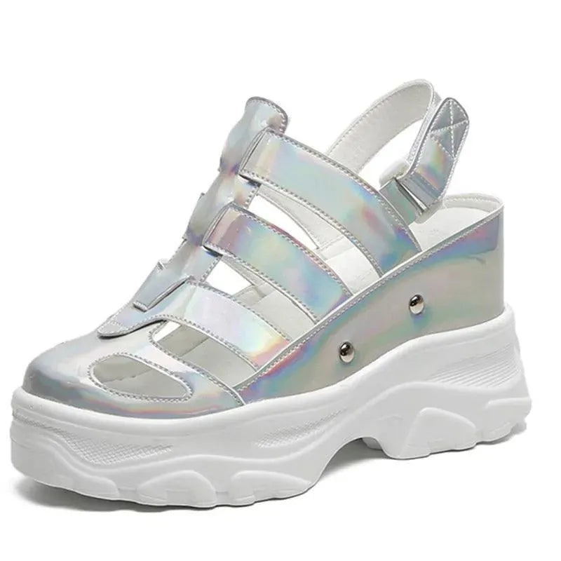 Party Shinny Wedge Sandals - Wedge Shoes - LeStyleParfait