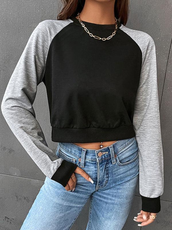 Patchwork Women Cropped Sweatshirt - Women Sweatshirt - LeStyleParfait