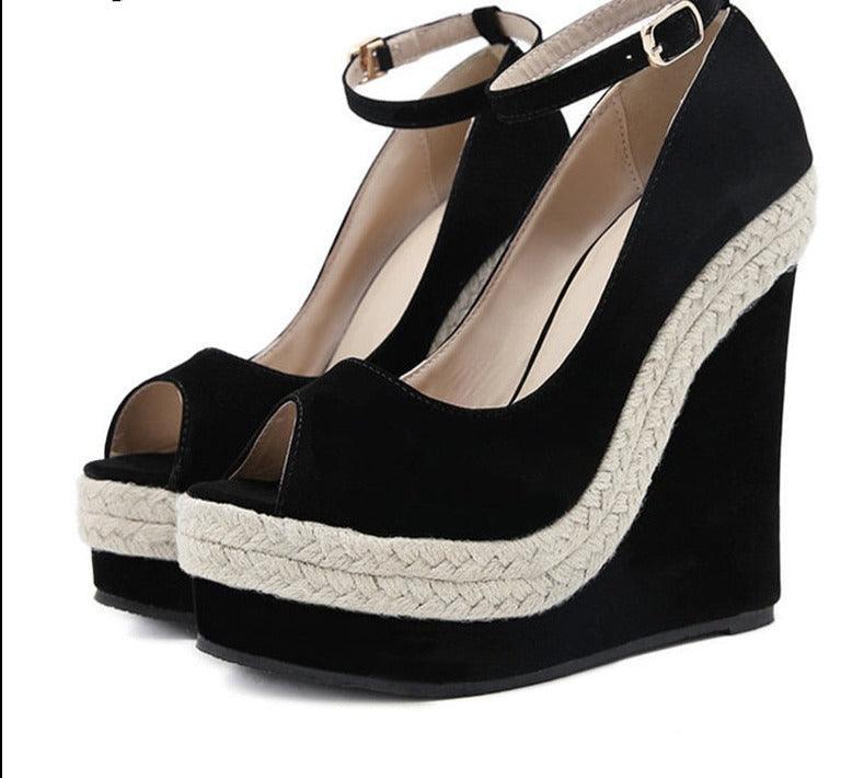 Peep Toe Heels Wedge Sandals - Wedge Shoes - LeStyleParfait