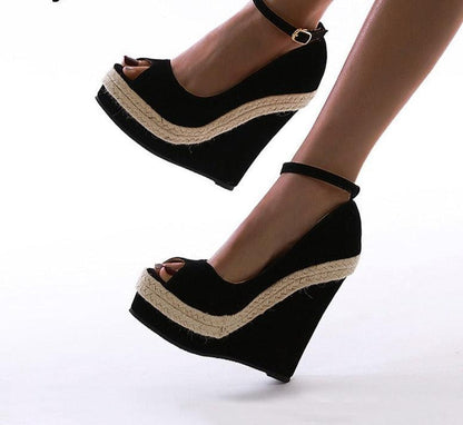 Peep Toe Heels Wedge Sandals - Wedge Shoes - LeStyleParfait