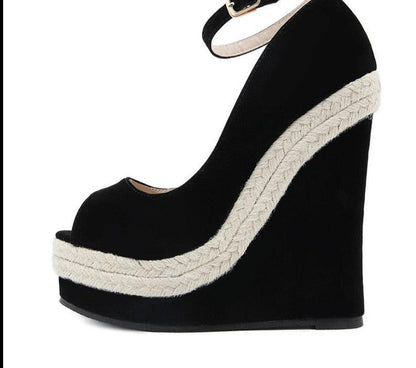 Peep Toe Heels Wedge Sandals - Wedge Shoes - LeStyleParfait