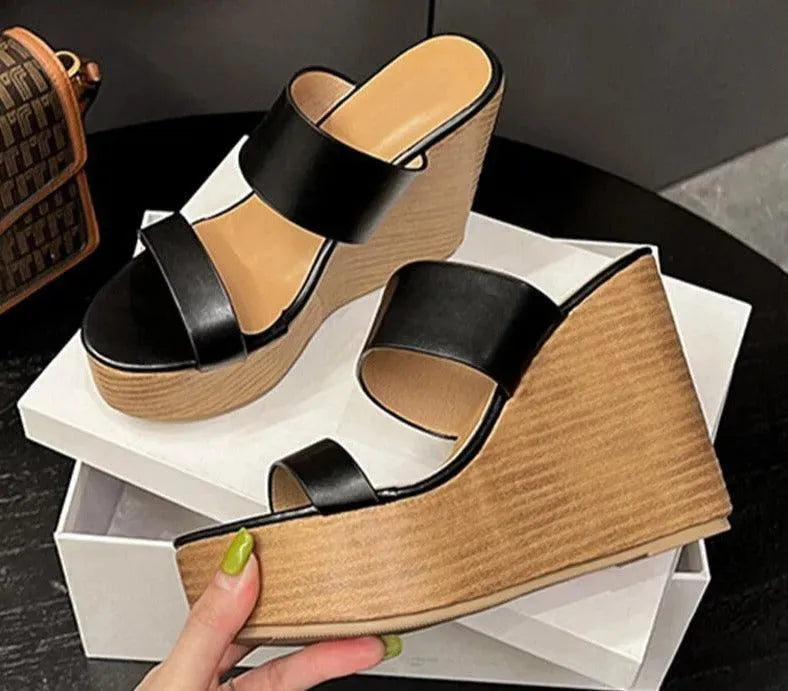 Peep Toe Wedge Sandal Shoes - Wedge Shoes - LeStyleParfait