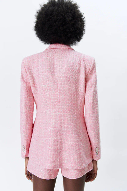 Pink Tweed Shorts Suit - Women Suit - Shorts Suit - LeStyleParfait