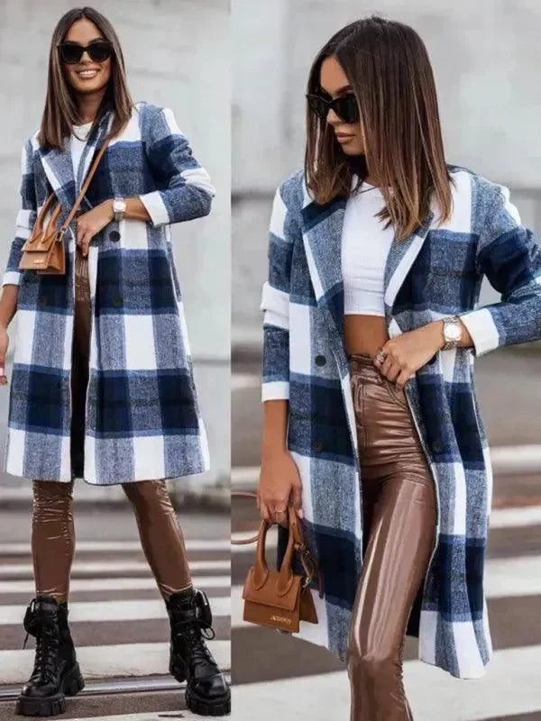 Plaid Double-Breasted Women Coat - Coat - LeStyleParfait