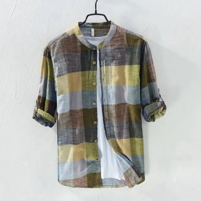 Plaid Linen Shirts For Men - Linen Shirt - LeStyleParfait