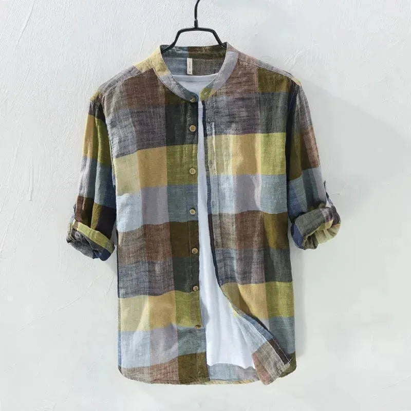 Plaid Linen Shirts For Men - Linen Shirt - LeStyleParfait