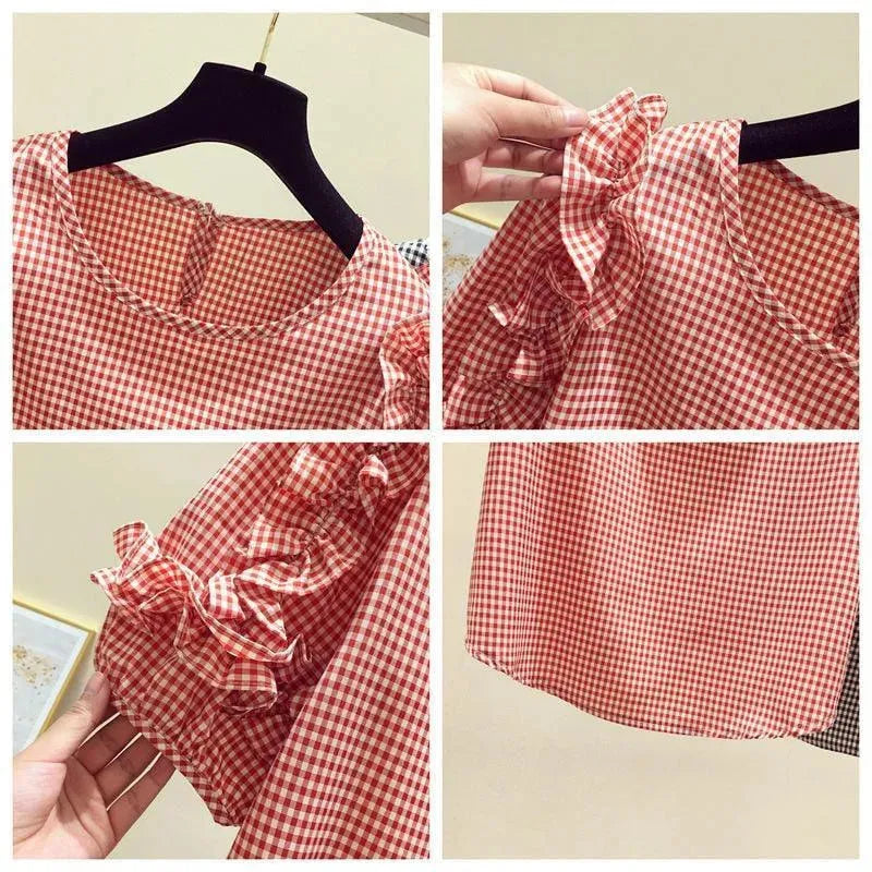Plaid Ruffled Women Top - Blouse - LeStyleParfait