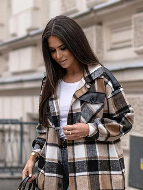 Plaid Shirt Jacket Women-Shirt Jacket-LeStyleParfait