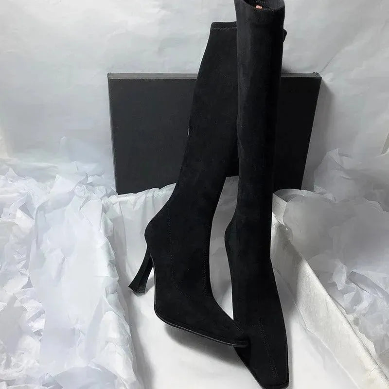 Pointy Thin High Heeled Knee High Women Boots - Knee High Boots - LeStyleParfait