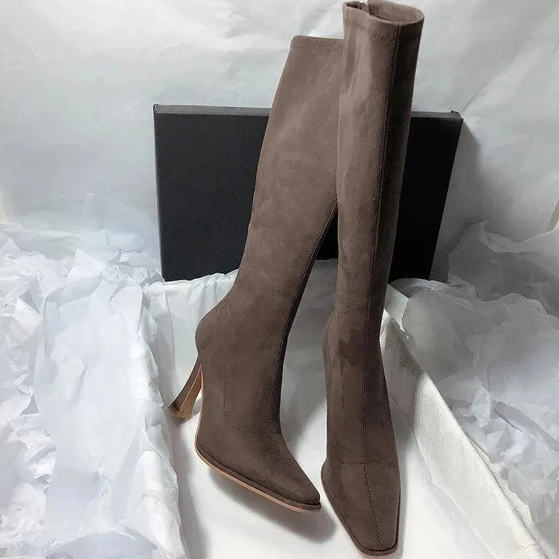 Pointy Thin High Heeled Knee High Women Boots - Knee High Boots - LeStyleParfait