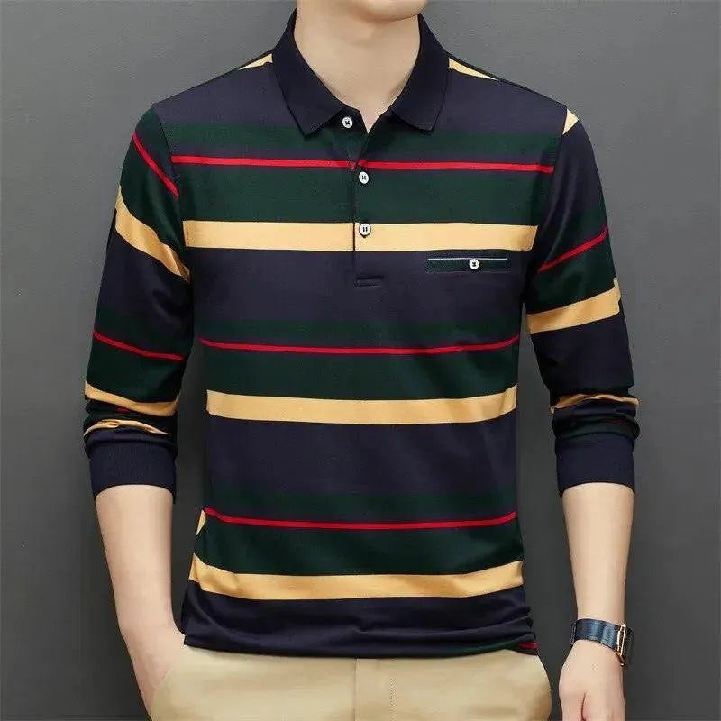 Polo Shirt Men 95% Cotton Long Sleeve Multi-color - Polo Shirt - LeStyleParfait