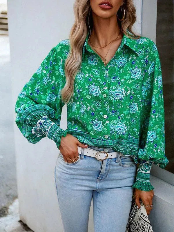 Printed Casual Long Sleeved Women Shirt - Women's Shirt - LeStyleParfait