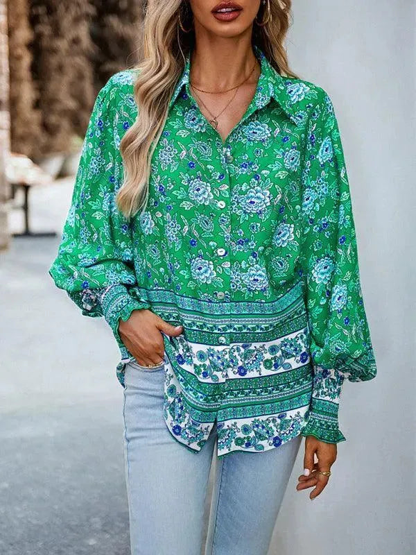 Printed Casual Long Sleeved Women Shirt - Women Tops & Blouses |-Women's Shirt