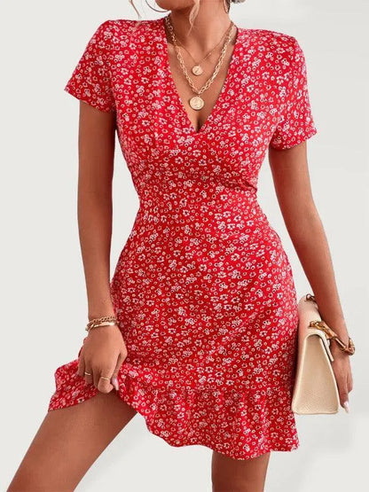 Printed Mini Day Dress-LeStyleParfait