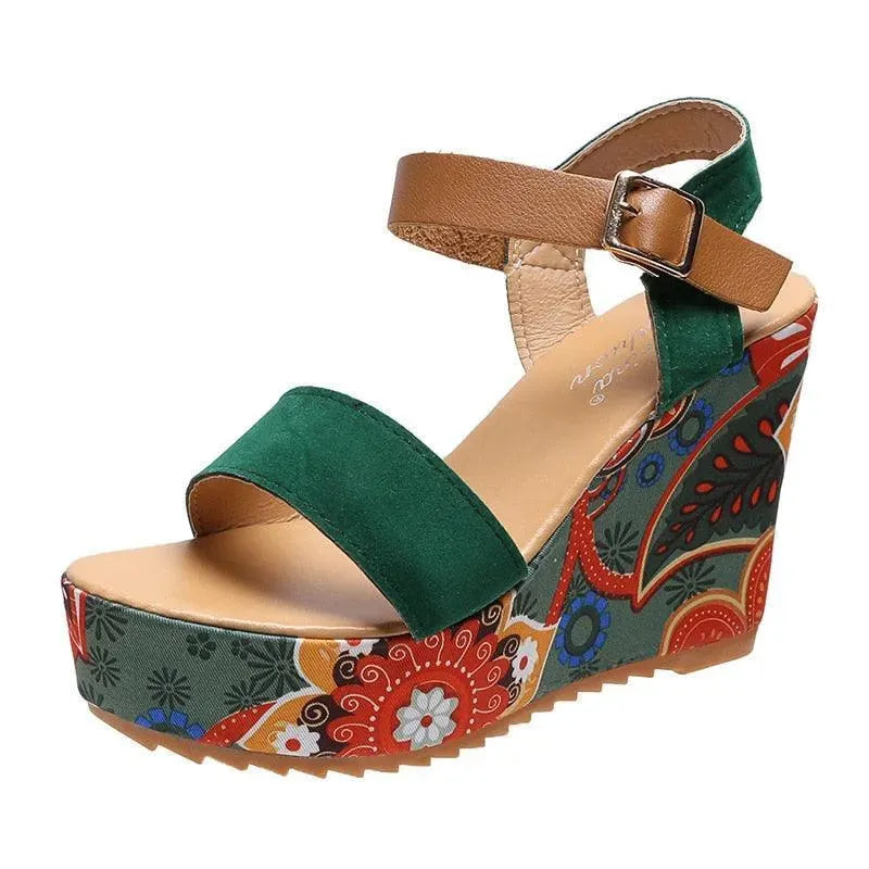 Printed Peep Toe Wedge Shoes - Wedge Shoes - LeStyleParfait