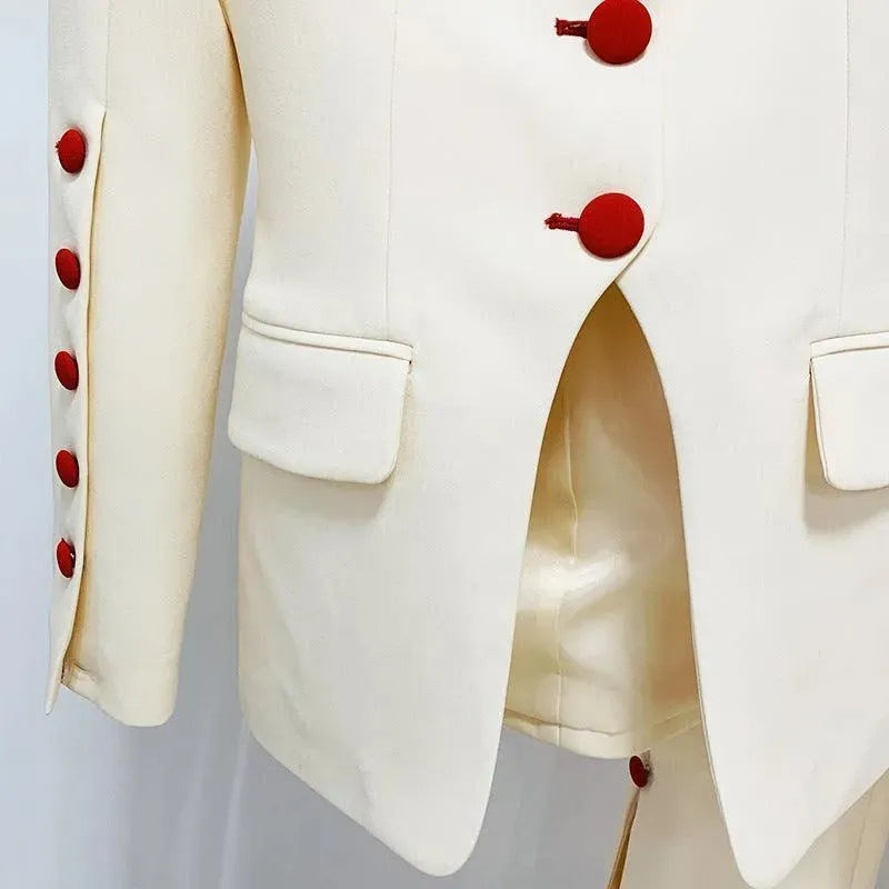 Red Buttons Formal Business Pantsuit - Pantsuit - LeStyleParfait