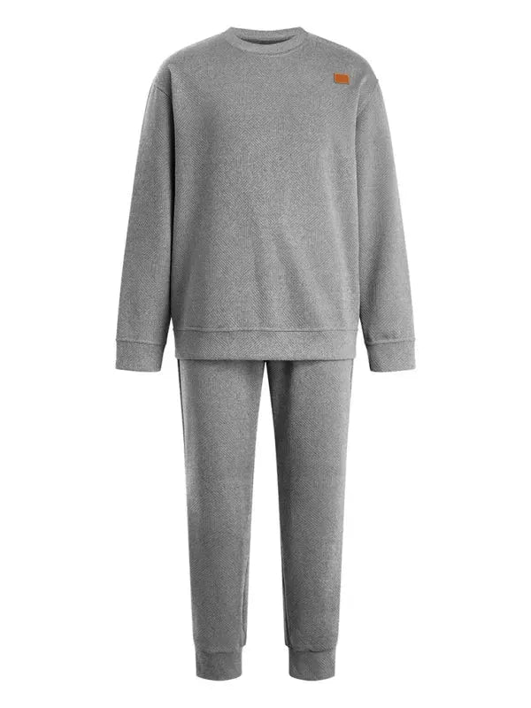 Relaxed Casual Crewneck Jogger Two-Piece Set - Solid Jogger Two-Piece Set - LeStyleParfait
