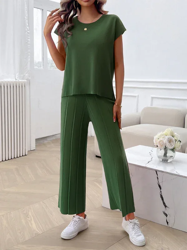 Relaxed Women Casual Beige Two-Piece Set - Casual Two-Piece Set - LeStyleParfait