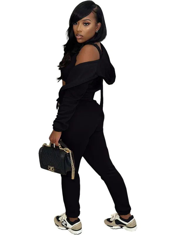 Women Casual Hoodie Lounge Three-Piece Set Crewneck Long Sleeve Relaxed Fit Polyester Fall | LeStyleParfait