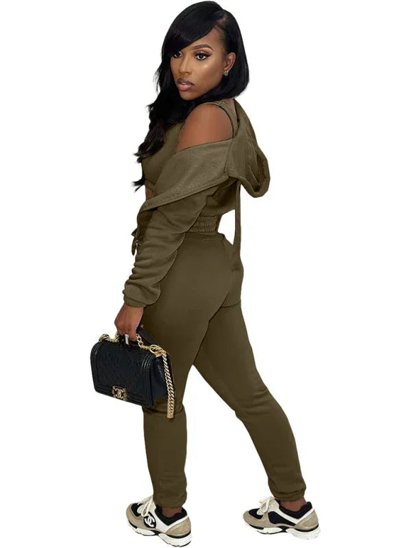 Women Casual Hoodie Lounge Three-Piece Set Crewneck Long Sleeve Relaxed Fit Polyester Fall | LeStyleParfait
