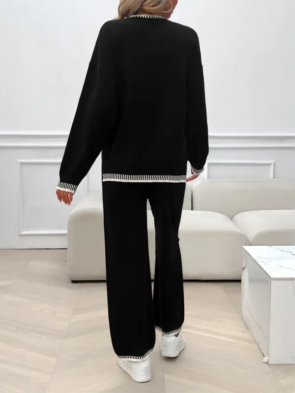 Relaxed Women Casual Knit Two-Piece Set - Casual Knit Set - LeStyleParfait