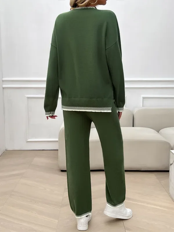Relaxed Women Casual Knit Two-Piece Set - Casual Knit Set - LeStyleParfait
