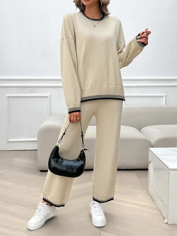 Relaxed Women Casual Knit Two-Piece Set - Casual Knit Set - LeStyleParfait