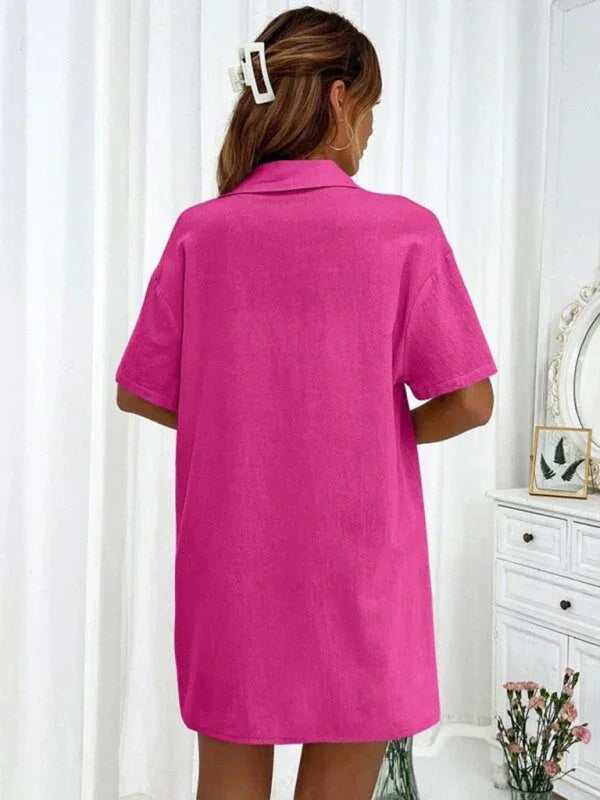 Relaxed Women Casual Two-Piece Linen Short Set - Linen Short Set - LeStyleParfait