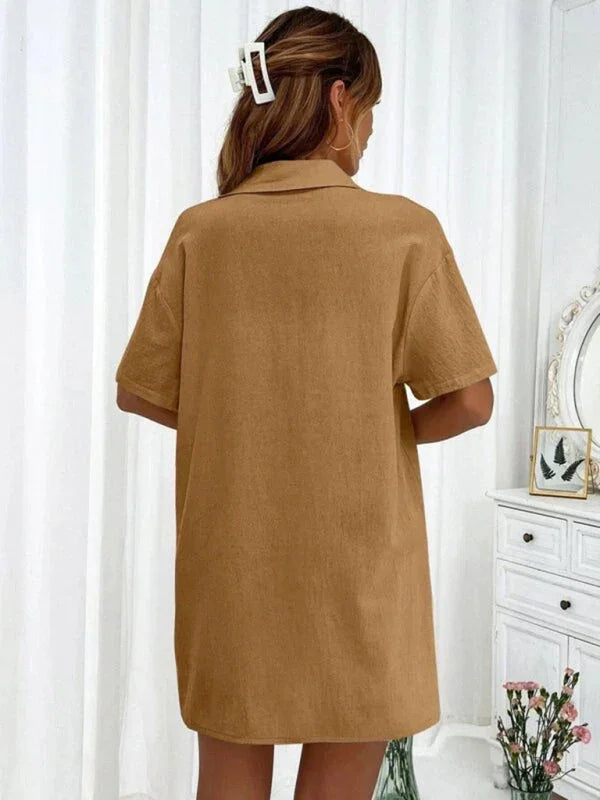 Relaxed Women Casual Two-Piece Linen Short Set - Linen Short Set - LeStyleParfait