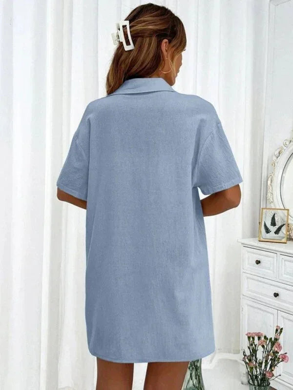 Relaxed Women Casual Two-Piece Linen Short Set - Linen Short Set - LeStyleParfait