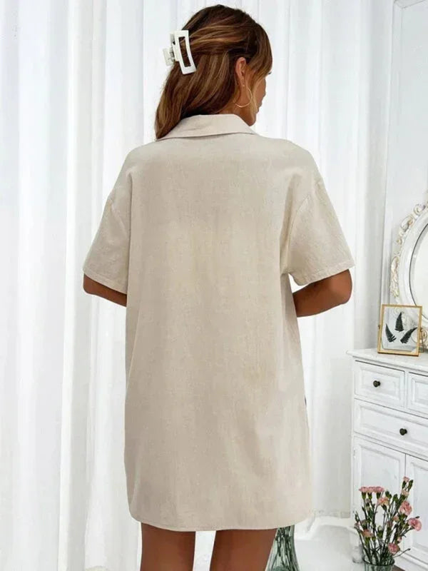 Relaxed Women Casual Two-Piece Linen Short Set - Linen Short Set - LeStyleParfait