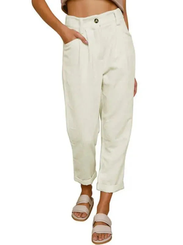 Corduroy Loose Straight Women Pants - Women Pants - LeStyleParfait