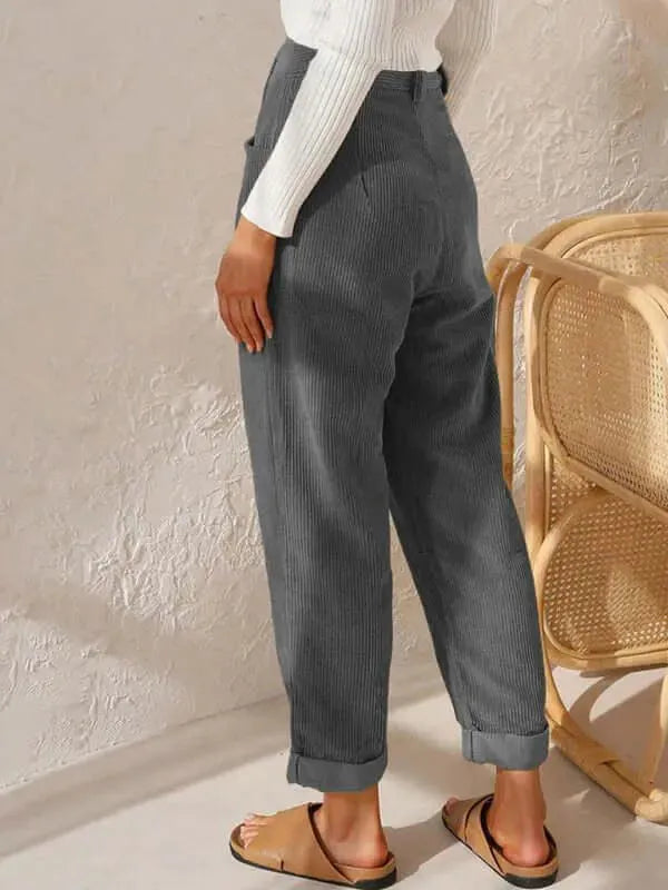 Corduroy Loose Straight Women Pants - Women Pants - LeStyleParfait