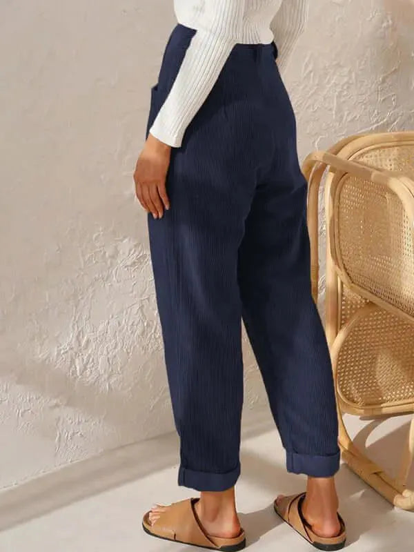 Corduroy Loose Straight Women Pants - Women Pants - LeStyleParfait